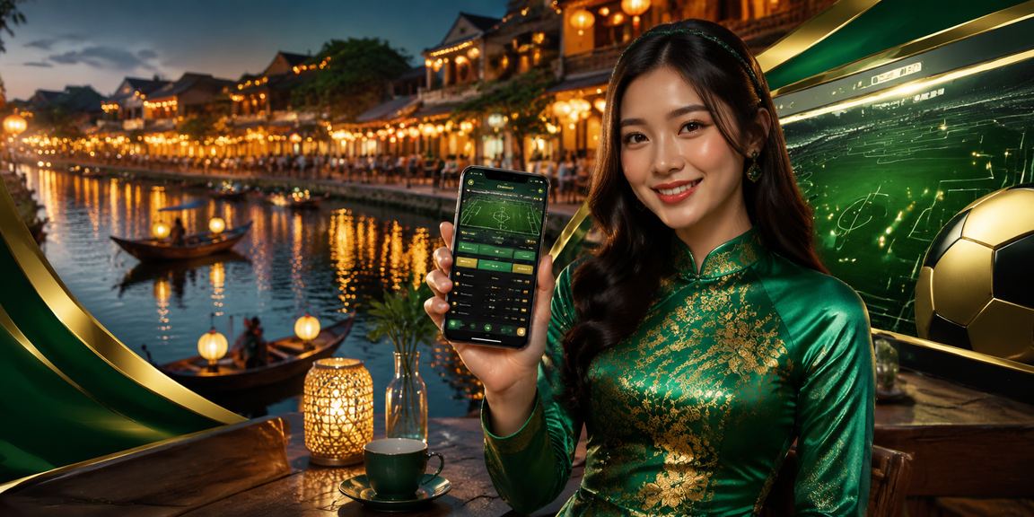 Người dùng truy cập casino di động tại Hội An với áo dài